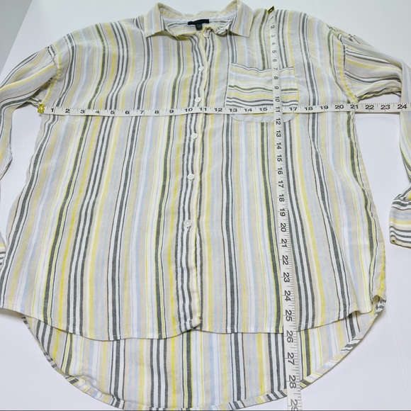 ATM Anthony Thomas Melillo Button Down Boyfriend Shirt Yellow Linen Size Medium - Picture 8 of 8